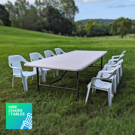kids white long rectangle table with 6 chairs