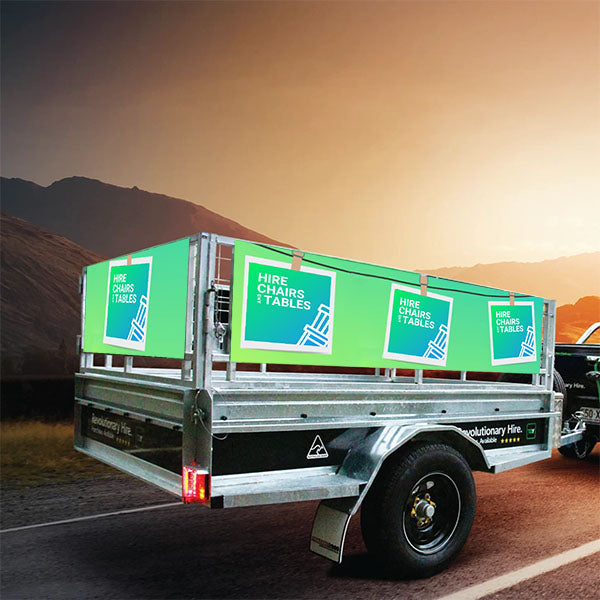 truck with hire chairs and tables banner logo